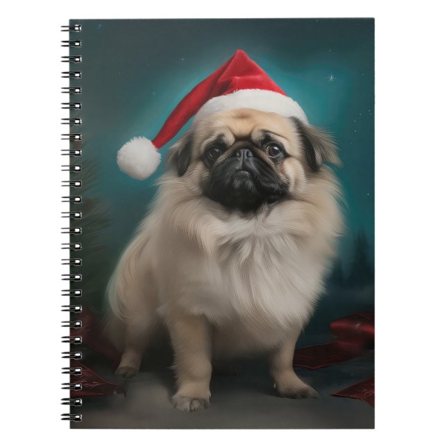 Cuaderno Perro pekinés en Navidades de nieve (Frente)