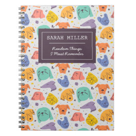 Cuaderno Perro Personalizado Cara Patrón de Doodle Perro Lo
