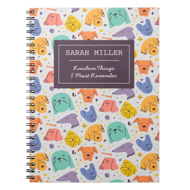 Cuaderno Perro Personalizado Cara Patrón de Doodle Perro Lo (Frente)