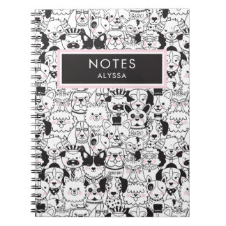 Cuaderno Perro personalizado gracioso que engendra negro y 