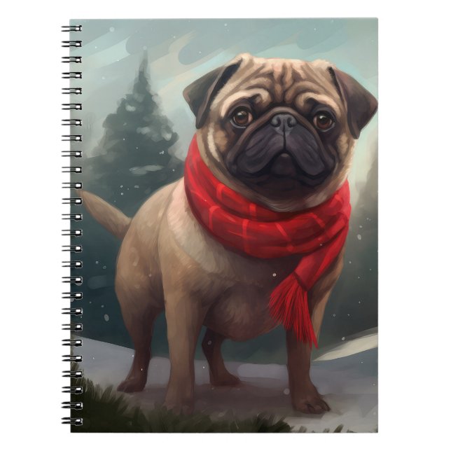Cuaderno Perro picado en Navidades de nieve (Frente)