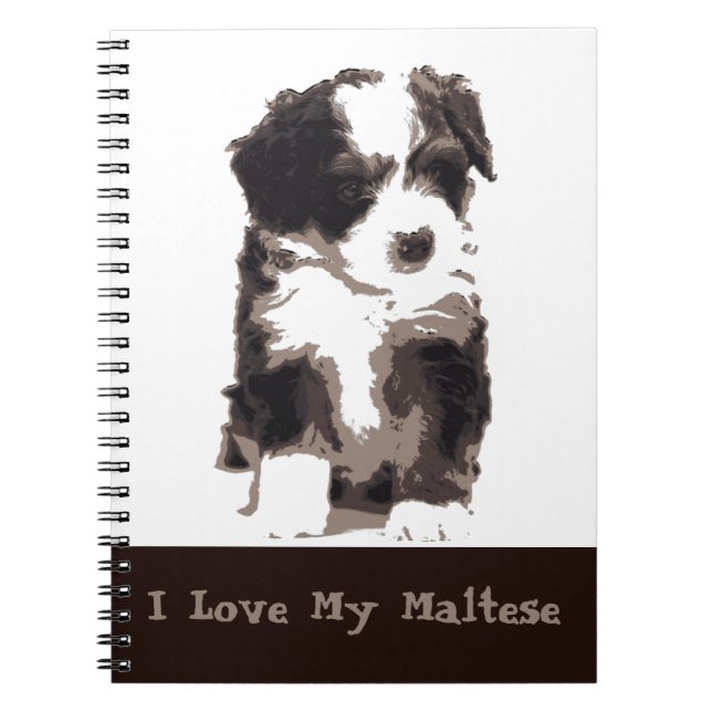 Cuaderno Perro picante maltés negro y blanco (Frente)