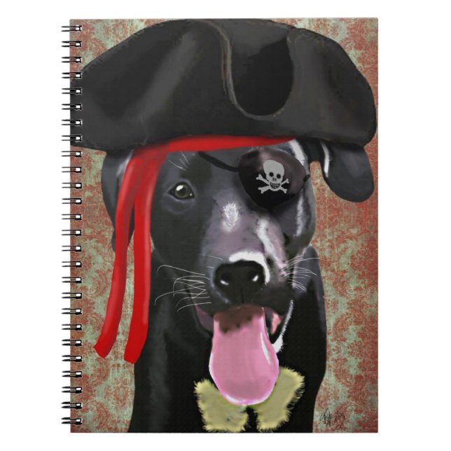Cuaderno Perro pirata del labrador negro (Frente)