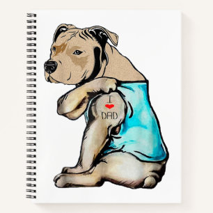 Cuaderno Perro Pitbull Amo A Papá Tattoo Familia Funny
