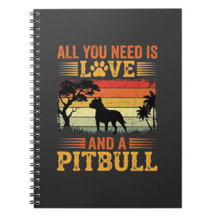 Cuaderno Perro Pitbull Atardecer Retro Amor