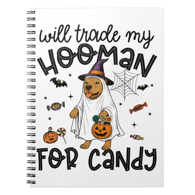 Cuaderno Perro Pitpull Fantasma Espeluznante de Halloween (Frente)