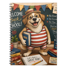 Cuaderno Perro PNG de vuelta a la escuela, diseño de perro