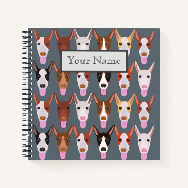 Cuaderno Perro podenco personalizado enfrenta el gris