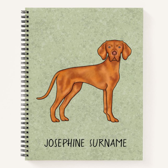 Cuaderno Perro Puntero Vizsla Húngaro Lindo Con Texto Perso (Anverso)