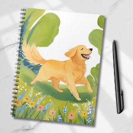 Cuaderno Perro Retriever Dorado Feliz | Tarjeta Ligera de A