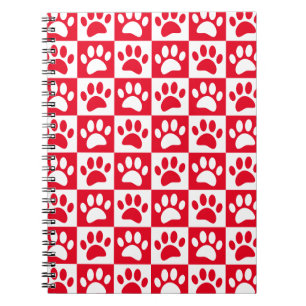 Cuaderno Perro Rojo Y Blanco Paws En Cuadrados Personalizad