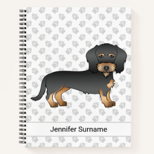 Cuaderno Perro Salchicha De Pelo Alambre Negro Y Canela Con