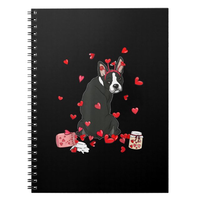 Cuaderno Perro San Valentín Regalo Cute Boston Terrier Vale (Frente)