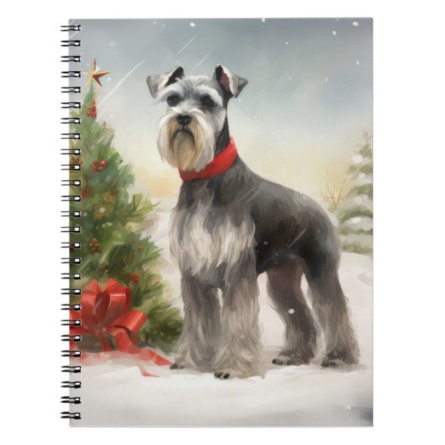 Cuaderno Perro Schnauzer en Navidad con Nieve (Frente)