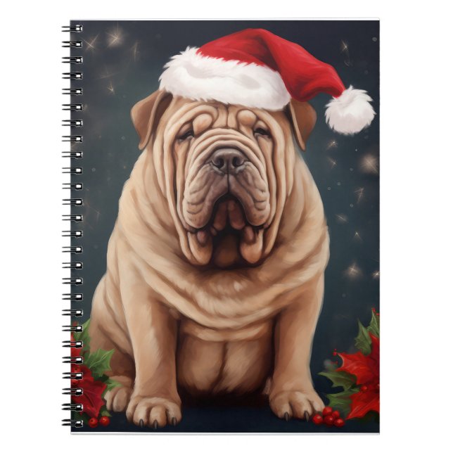 Cuaderno Perro Shar Pei en Navidades de nieve (Frente)