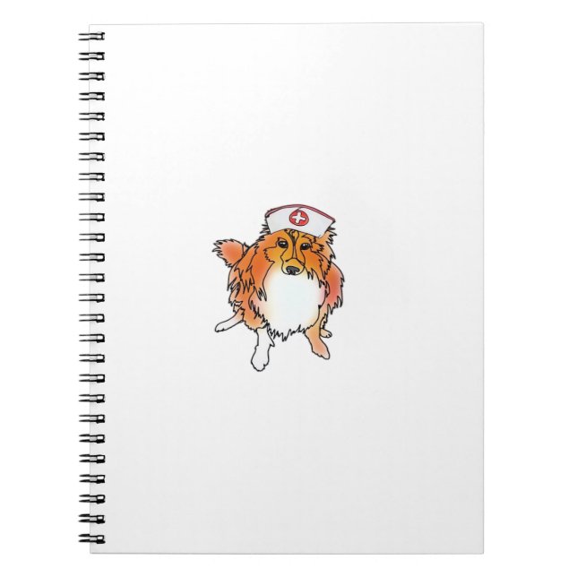 Cuaderno Perro Sheltie en gorra de enfermera � animales en  (Frente)