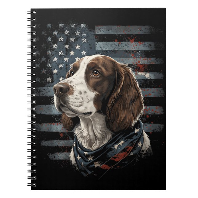 Cuaderno Perro Springer Spaniel Bandera Americana (Frente)