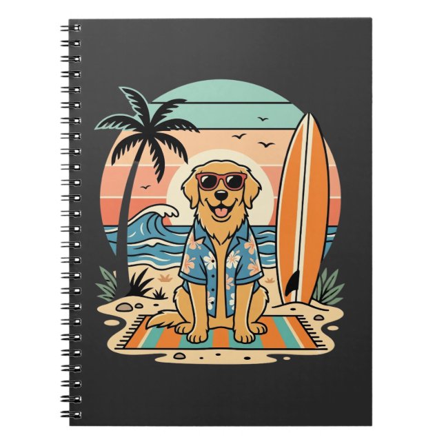 Cuaderno Perro Surfista Playa Retro Verano (Frente)