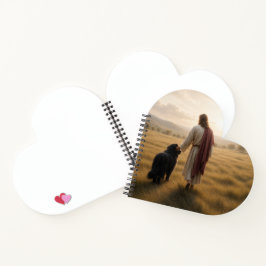 Cuaderno perro Terranova caminando con Jesús