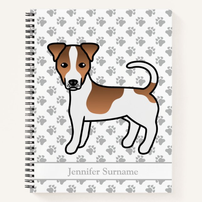 Cuaderno Perro Terrier Jack Russell de Pelaje Liso Marrón & (Anverso)