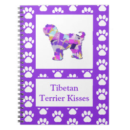 Cuaderno Perro terrorífico tibetano cúte silueta paw morado