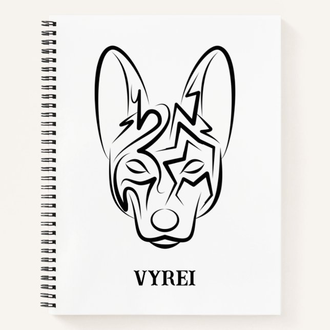 Cuaderno Perro tribal blanco y negro (Anverso)