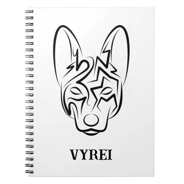Cuaderno Perro tribal blanco y negro (Frente)