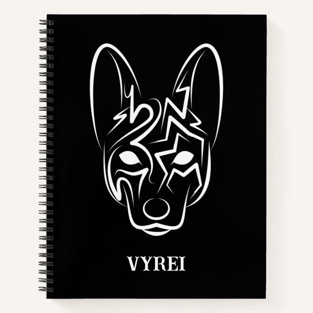 Cuaderno Perro tribal blanco y negro (Anverso)