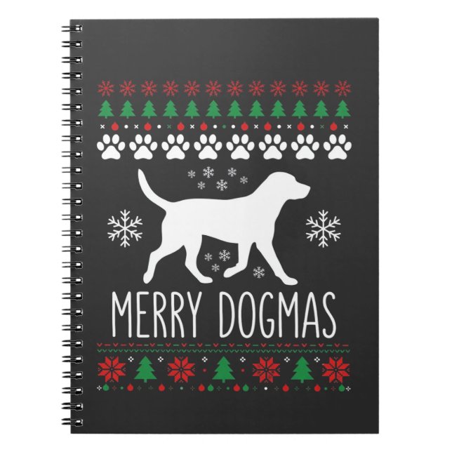 Cuaderno Perro Vector de Navidad de Dogmas Alegres (Frente)