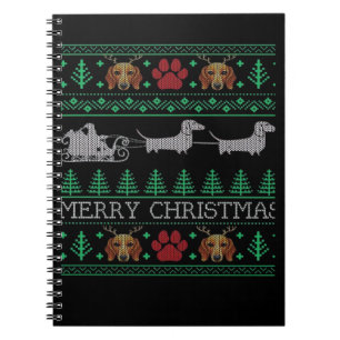 Cuaderno Perro vienés Dachshund feo de Navidad Chr