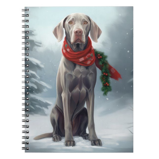Cuaderno Perro Weimaraner en Navidades de nieve (Frente)