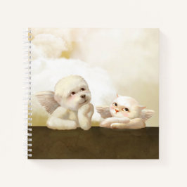 Cuaderno Perro y gato angélicos en la nube
