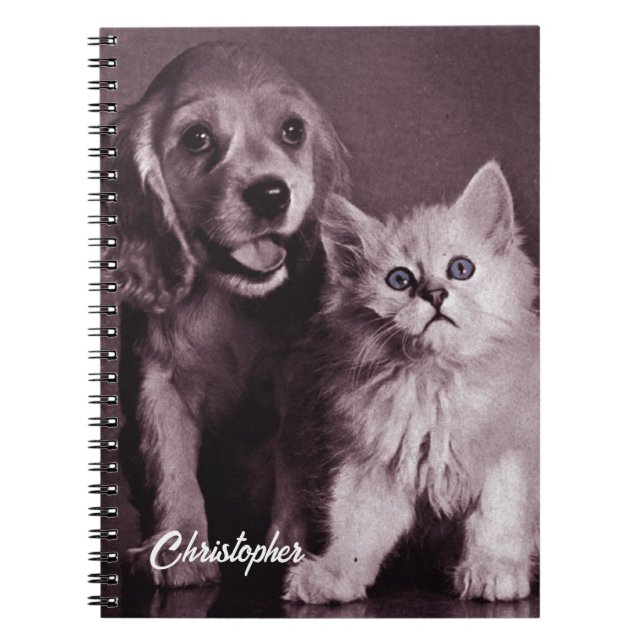 Cuaderno Perro y gato, buscando personalizado (Frente)