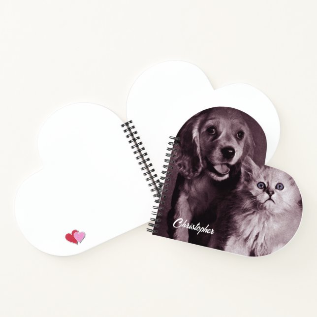 Cuaderno Perro y Gato, Mirando Arriba Personalizado (Interior)