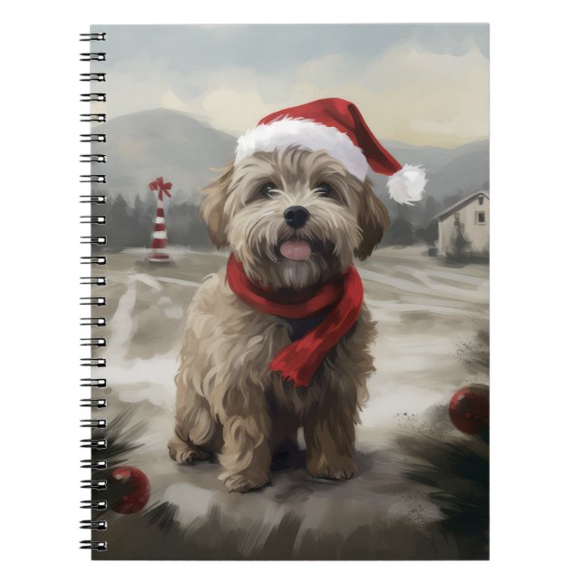 Cuaderno Perro Yorkipoo en Navidades de nieve (Frente)