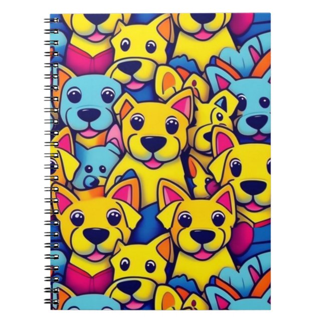 Cuaderno Perros alegres y coloridos, perros felices (Frente)