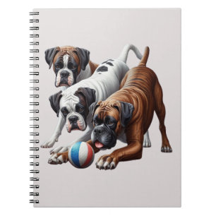 Cuaderno Perros Boxer Juguetones y Pelota: ¡Diversión en Ca
