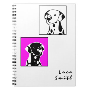 CUADERNO PERROS CORTADOS CON PUNTOS, PUNTO, NEGRO Y BLANCO 