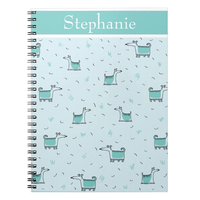 Cuaderno Perros Cute Tu Nombre Verde Esbozado (Frente)