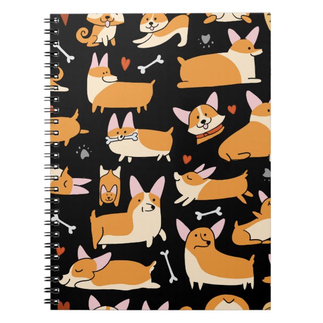 Cuaderno Perros De Corgi, Un Fondo Agradable. (Frente)
