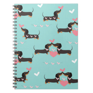 Cuaderno Perros de Dachshund enamorados y corazones sin fis