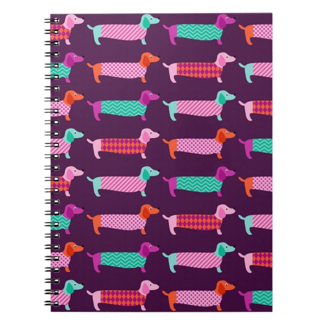 Cuaderno Perros De Dachshund: Patrón Cuto Sin Marea. (Frente)