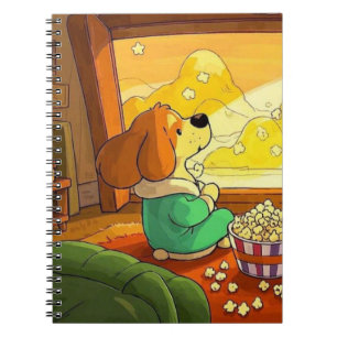 Cuaderno Perros de dibujos animados, palomitas de maíz y pe