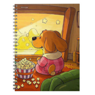Cuaderno Perros de dibujos animados, palomitas de maíz y pe