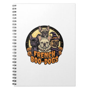 Cuaderno Perros franceses Boo Halloween diseño de Bulldog f