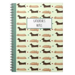 Cuaderno Perros largos - Bloc de notas verde Dachshunds