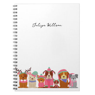 Cuaderno perros lindos en el nombre de invierno