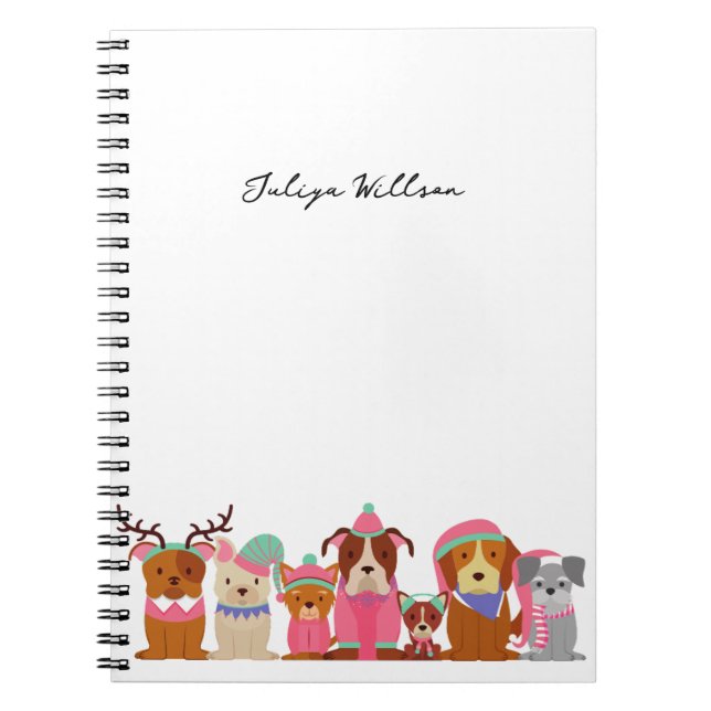 Cuaderno perros lindos en el nombre de invierno (Frente)