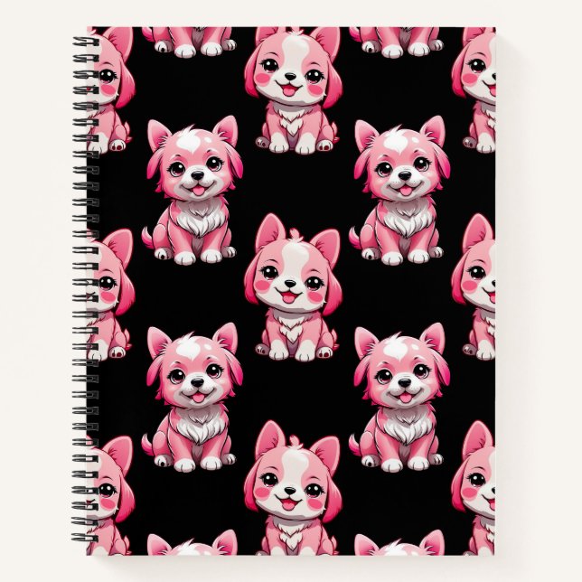 Cuaderno Perros rosados lindos - Negro  (Anverso)