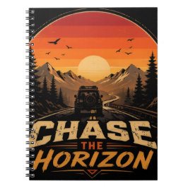 Cuaderno Persigue el Horizonte Vintage Retro Atardecer